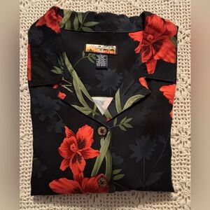 Woman’s Vibrant “Havana Jack’S Cafe” Hawaiian Style Floral Shirt! (LRG) NWT